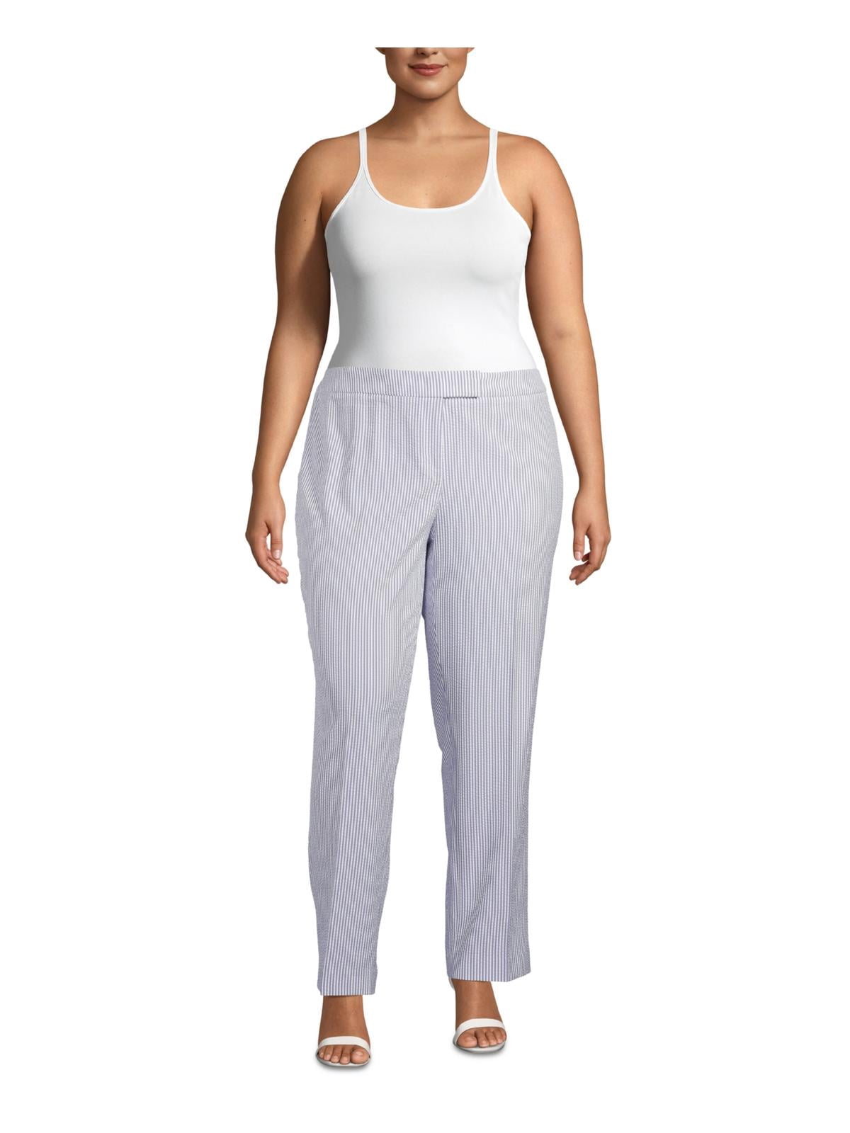 Anne Klein Womens Plus Striped Straight Leg Pants Blue 16W - Walmart.com