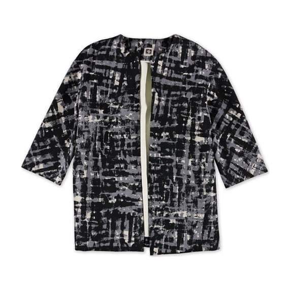 Anne Klein Womens Printed Blazer Jacket, Black, 16
