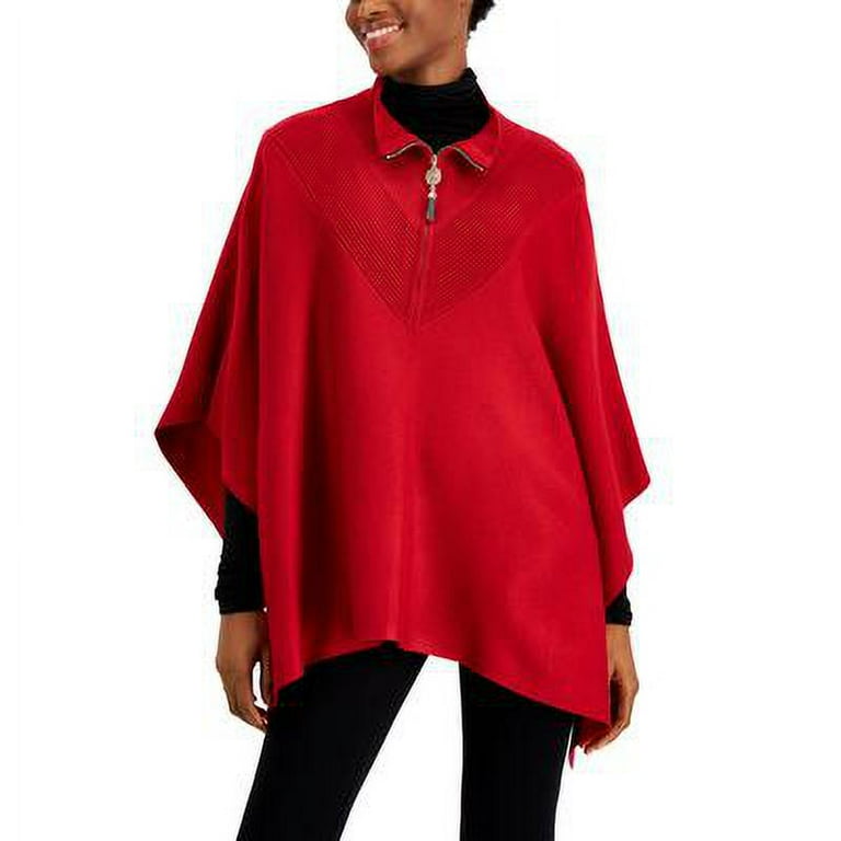 Anne Klein Womens Ribbed Trim Flowy Knit Poncho Sweater Walmart