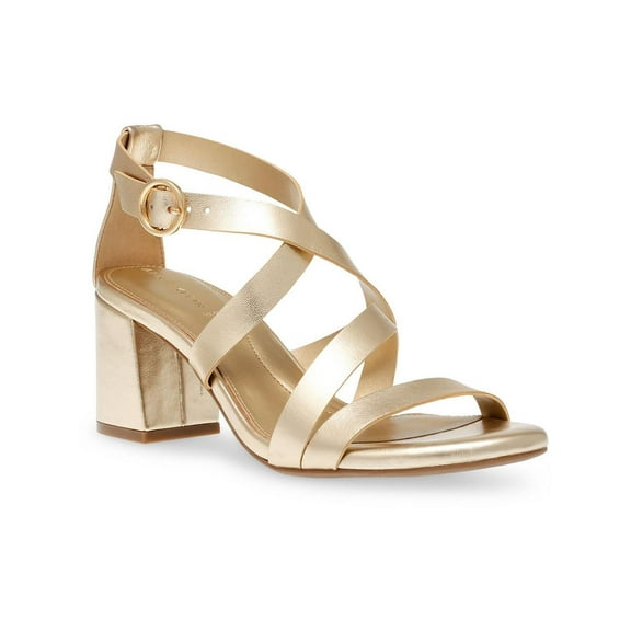 Anne Klein Womens Rowen Faux Leather Buckle Strappy Sandals