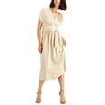 thumbnail image 1 of Anne Klein Womens Satin Midi Fit & Flare Dress, 1 of 1