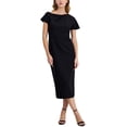 thumbnail image 1 of Anne Klein Women's Black Sheath Short sleeves Midi Zipper Dress Size 10 NWT, 1 of 2