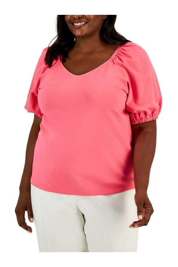 Womens Sweetheart Neck Puff Sleeve Blouse