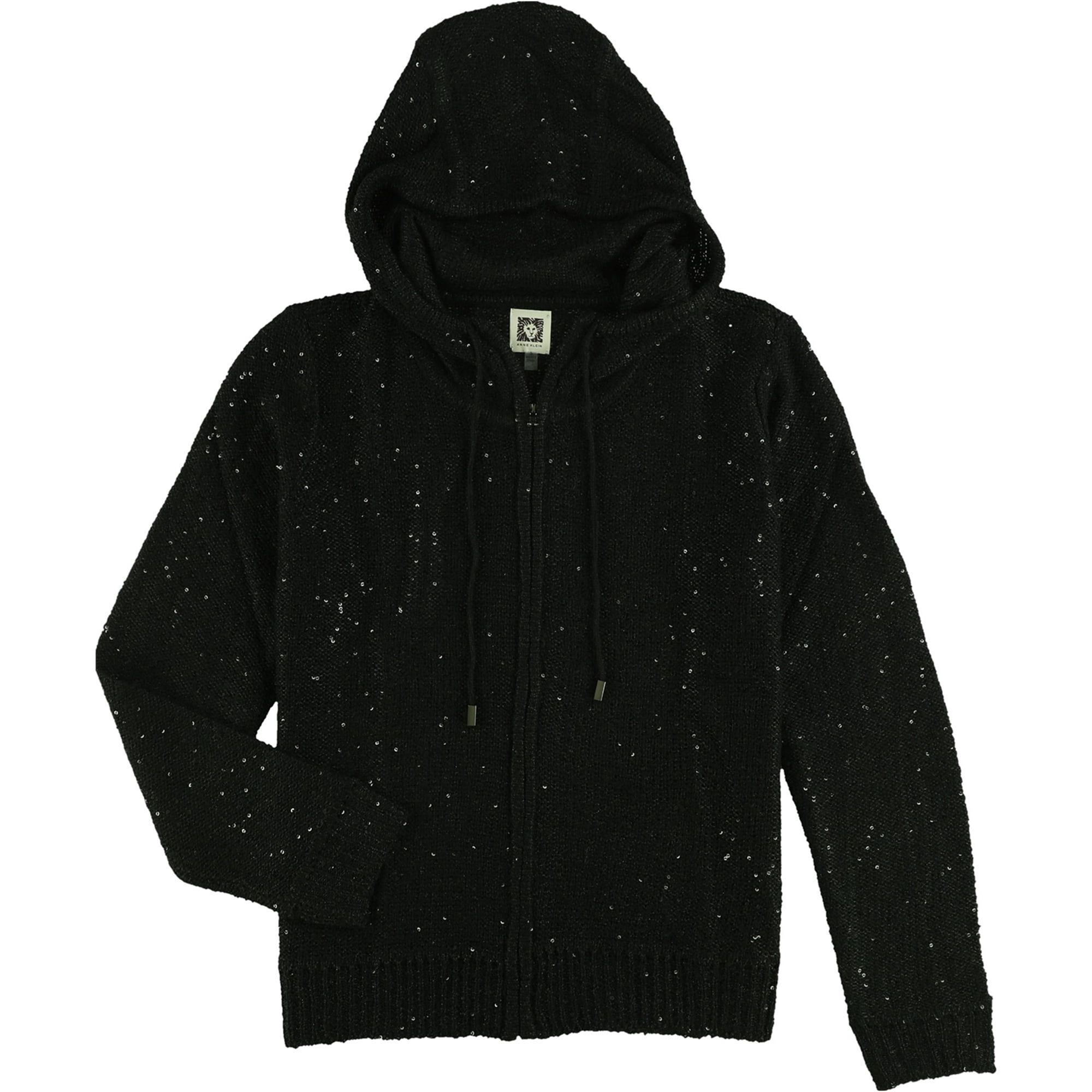 Anne Klein Womens Textured Hoodie Sweatshirt, Black, Small - Walmart.com