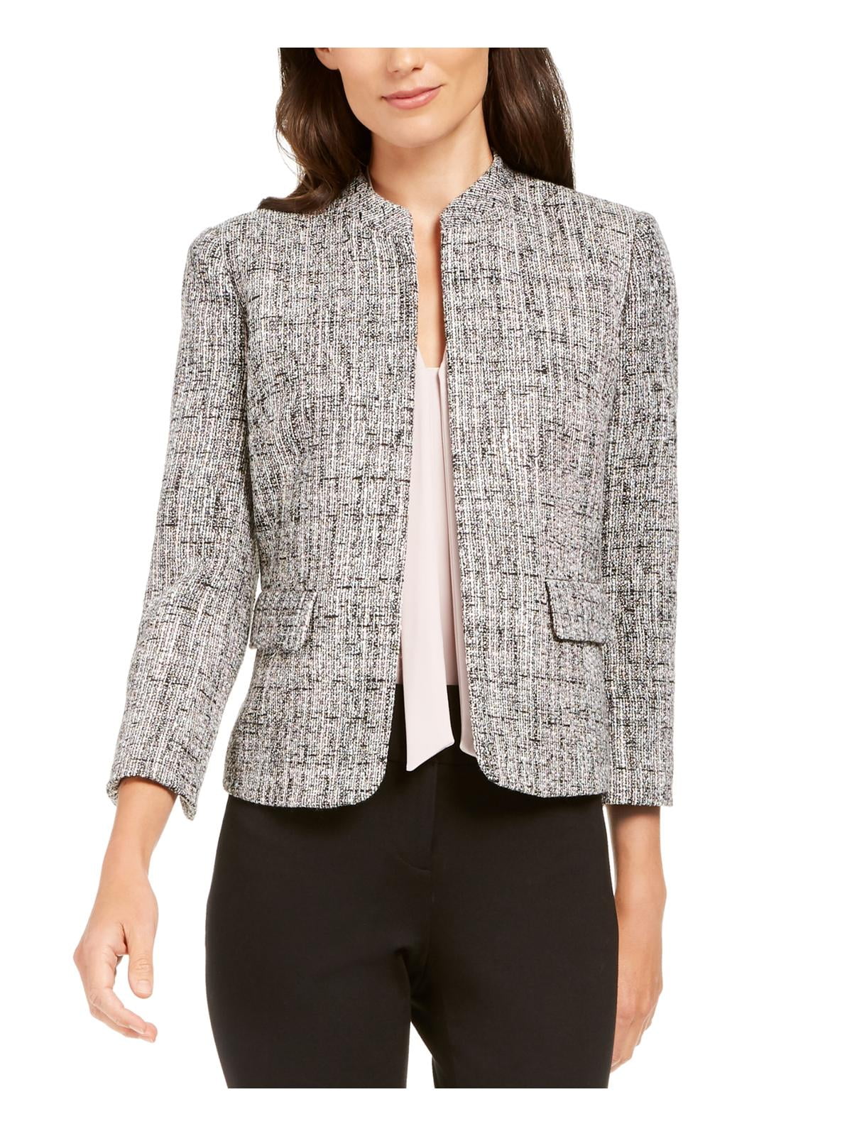 Anne Klein Womens Tweed Mandarin Collar Jacket - Walmart.com