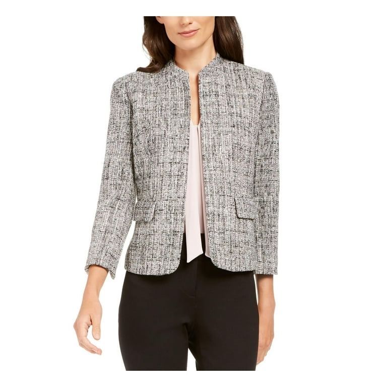 Anne Klein Womens Tweed Mandarin Collar Jacket Walmart