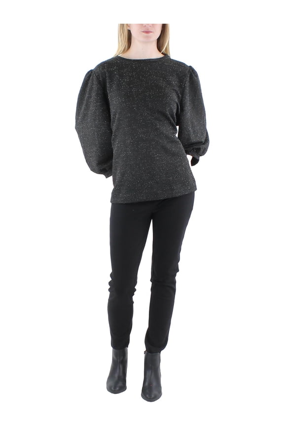 Womens Tweed Metallic Pullover Top