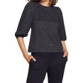 thumbnail image 1 of Anne Klein Womens Shimmer Tweed Pullover Blouse, Black, X-Small, 1 of 1
