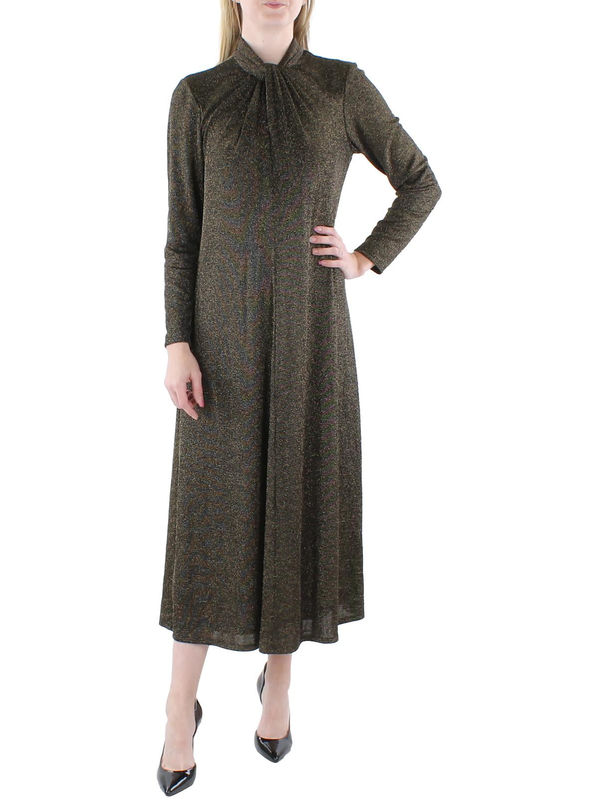 Anne Klein Womens Twist Front Long Cocktail and Party Dress