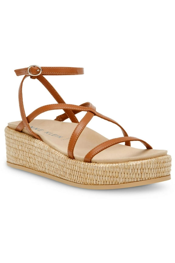 Womens Verano Faux Leather Ankle Strap Wedge Sandals