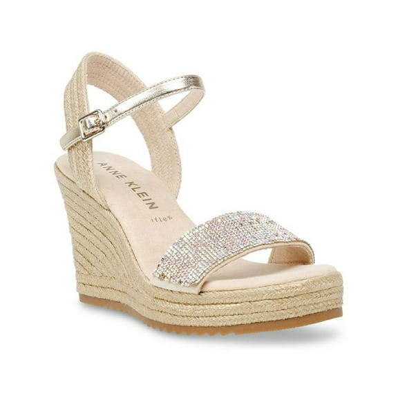 Anne Klein Womens Wella Rhinestone Ankle Strap Platform Sandals