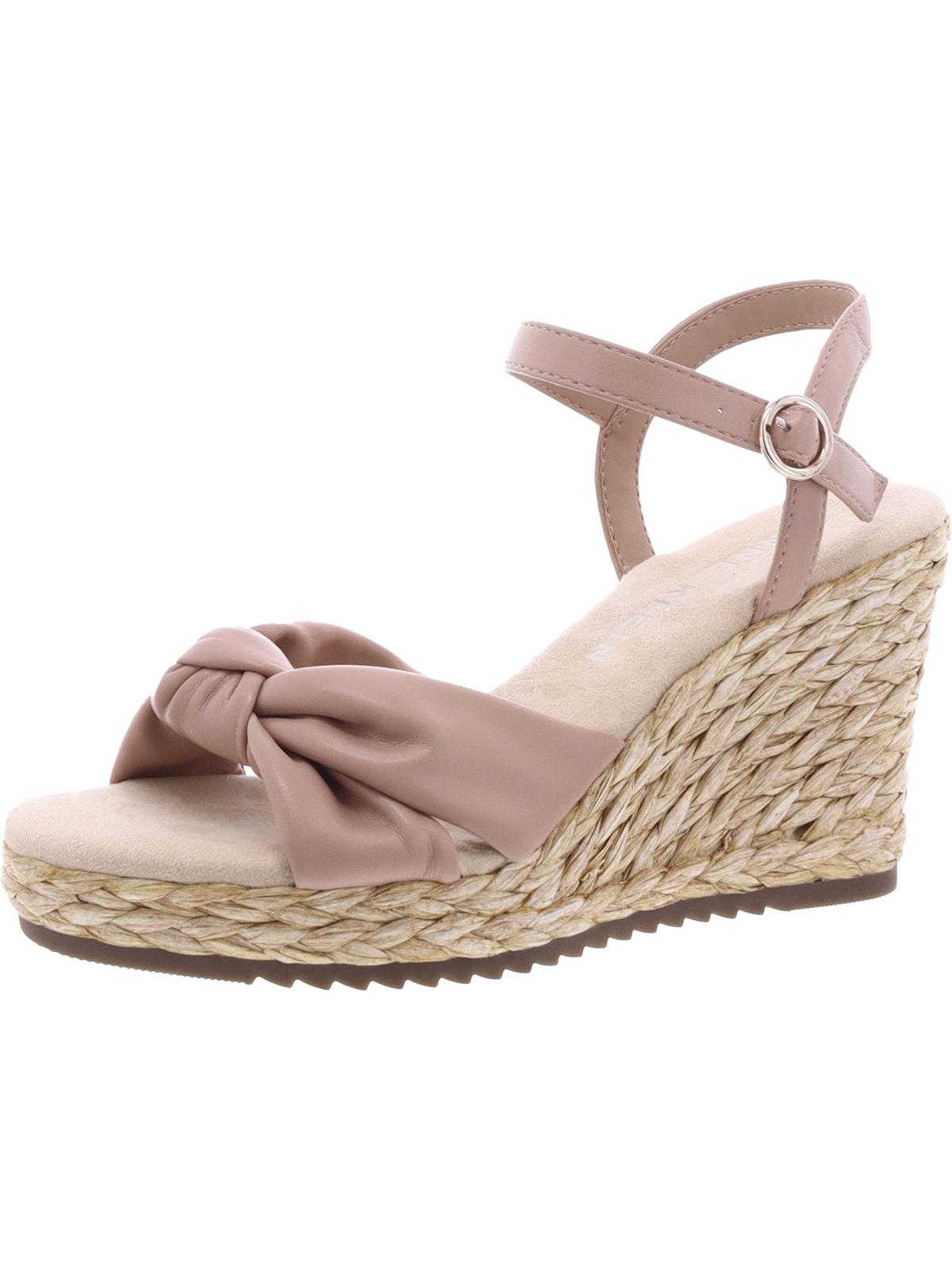 Anne Klein Womens Wheatley Faux Leather Sandal Wedge Heels