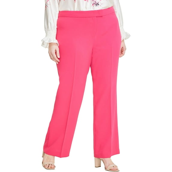 Anne Klein Womens Wide Leg Dress Pants, Pink, Plus Size, 24W