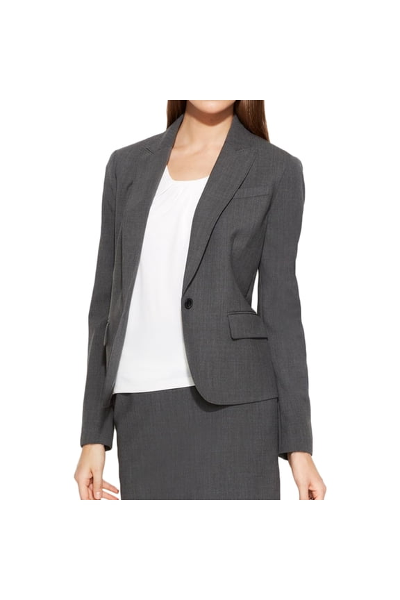 Womens Wool One Button Blazer Jacket, Grey, 4
