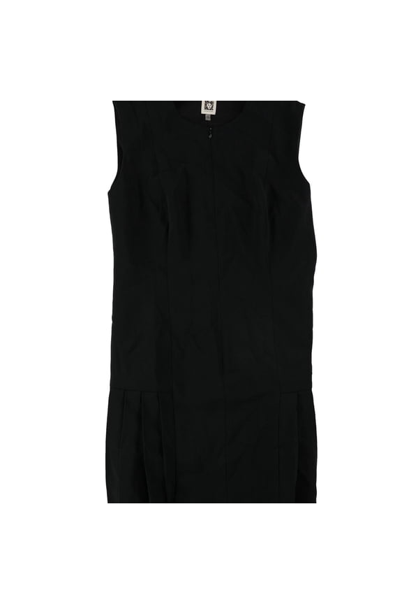 Womens Zip-Up Drop Waist Dress, Black, 12