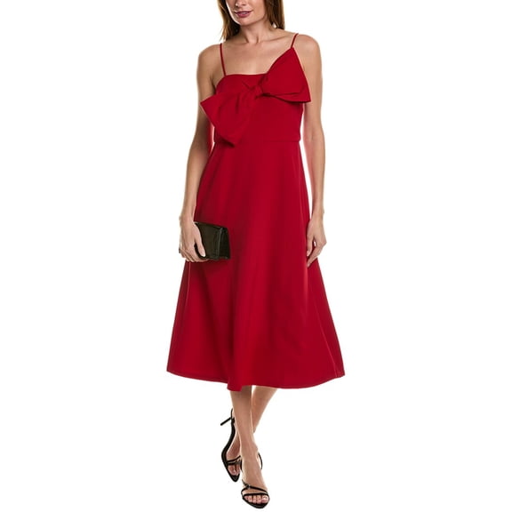 Anne Klein womens Bow Bodice Midi Dress, 12, Red
