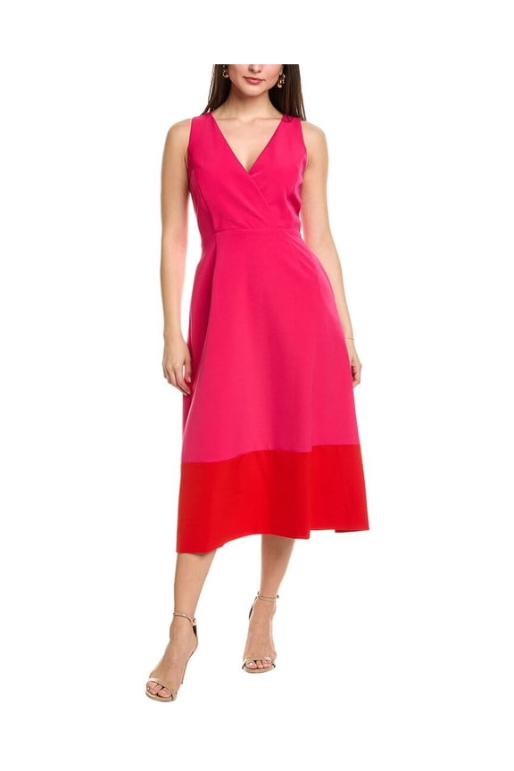 womens  Colorblocked Midi Dress, 4, Pink