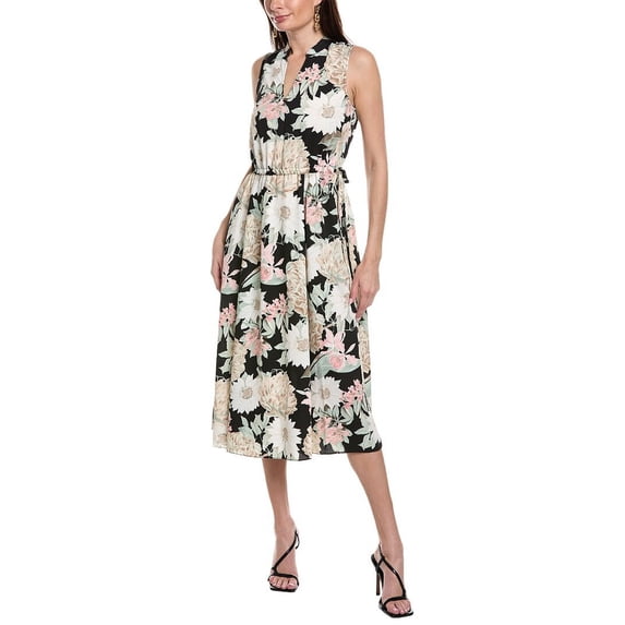 Anne Klein womens Drawstring Midi Dress, XS, Black