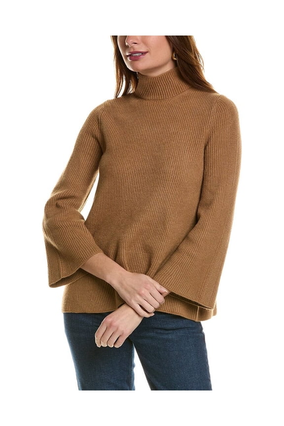 womens Mock Neck Sweater, m, Brown