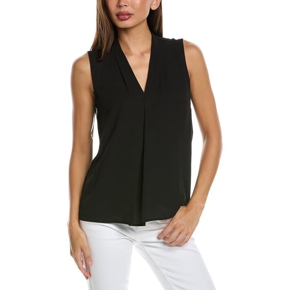 Anne Klein womens  Pleat Front Top, XL, Black