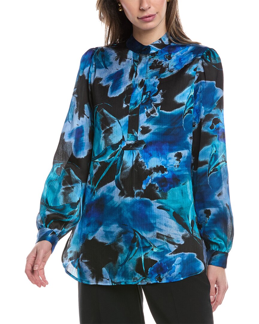 Anne Klein womens  Poet Blouse, m, Blue