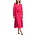 thumbnail image 1 of Anne Klein Womens Drawstring Waist Above-Knee Midi Dress, Pink, 8, 1 of 2