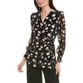 thumbnail image 1 of Anne Klein womens  Smocked Wrap Top, M, Black, 1 of 3