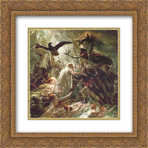 Anne Louis Girodet 2x Matted 20x20 Gold Ornate Framed Art Print 'Ossian receiving the Ghosts of the French Heroes'