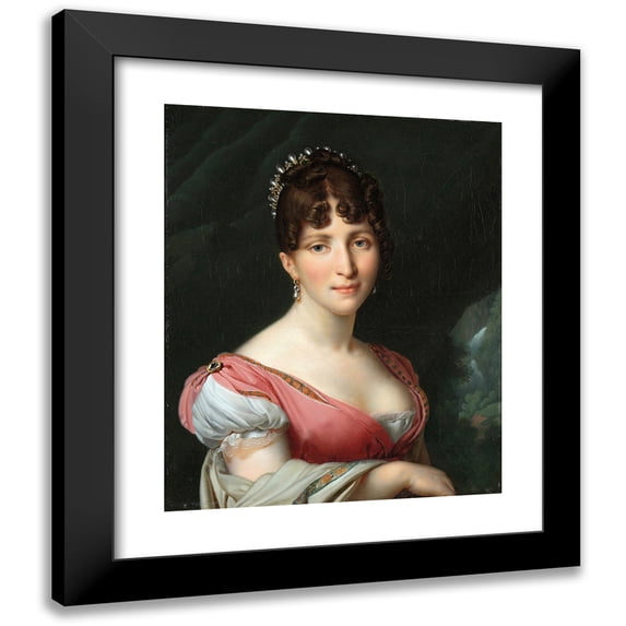 Anne Louis Girodet-Trioson 12x14 Black Modern Framed Museum Art Print Titled - Portrait of Hortense De Beauharnais, Queen of Holland (C. 1805 - C. 1809)