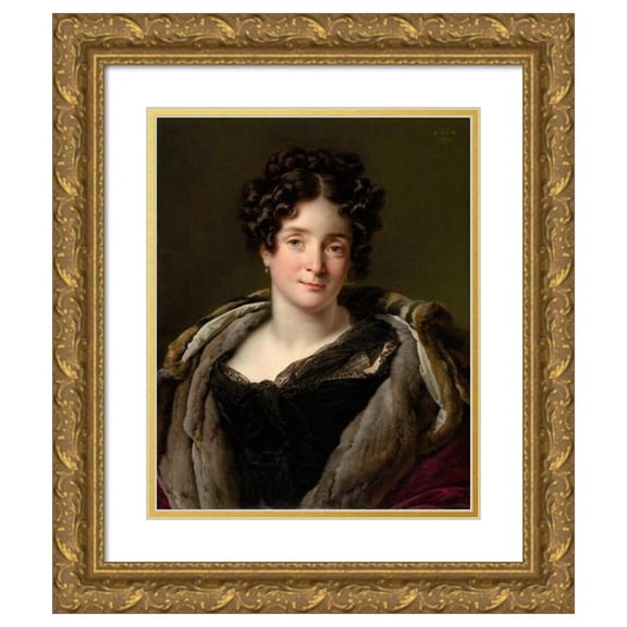 Anne Louis Girodet-Trioson 20x24 Gold Ornate Framed and Double Matted Museum Art Print Titled - Madame Jacques-Louis-Etienne Reizet (Colette-Desiree-Therese Godefroy, 1782-1850) (1823)