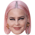thumbnail image 1 of Anne-Marie (Pink Hair) Celebrity Mask, Flat Card Face, Fancy Dress Mask, 1 of 5