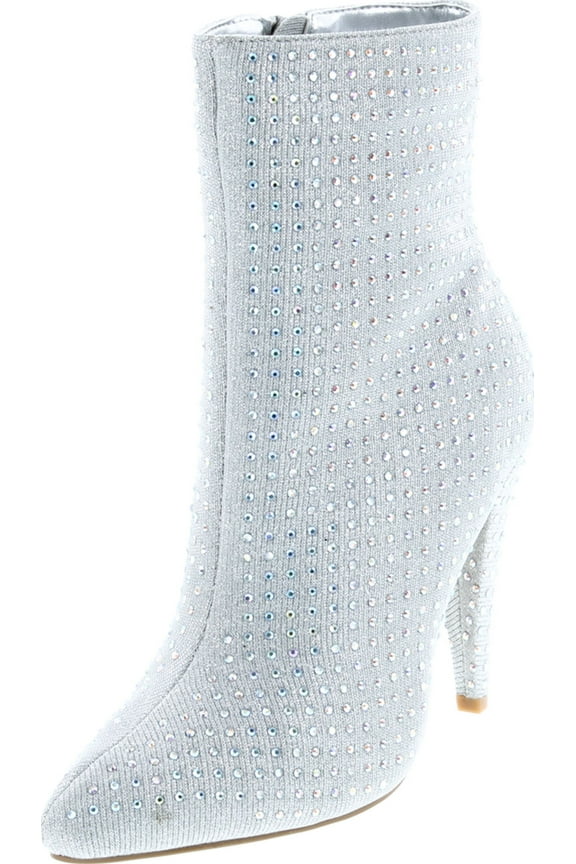 Women's Embellished Shimmery Pointy Toe Bootie