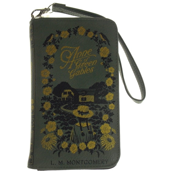 Anne Of Green Gables Green Faux Leather Wristlet Wallet Card Slots Zipper Book