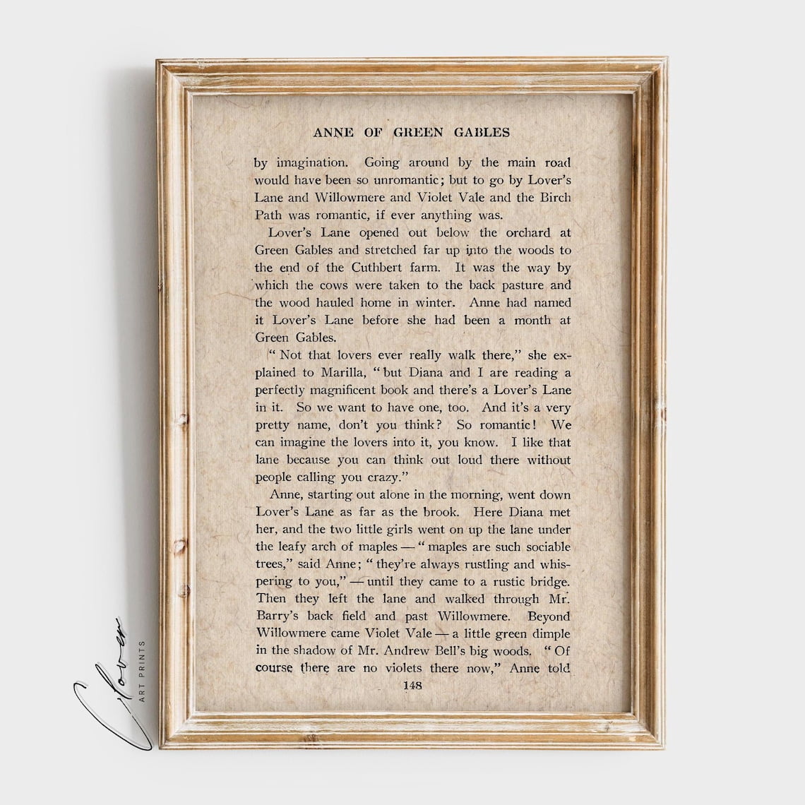 Anne Of Green Gables Vintage Page Wall Art Print, Antique Book Lovers ...