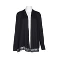 thumbnail image 1 of Anne Rose Open Front Long Sleeve Rayon Cardigan-BLACK / L, 1 of 3