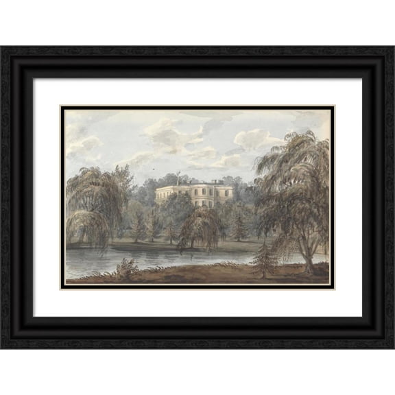 Anne Rushout 24x17 Black Ornate Framed Double Matted Museum Art Print Titled: Wanstead House, Wanstead Grove, Essex (1824 to 1832)