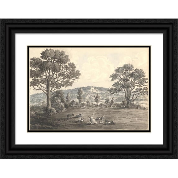 Anne Rushout 24x18 Black Ornate Framed Double Matted Museum Art Print Titled: Clayberry from Field, May 1829 (1829)