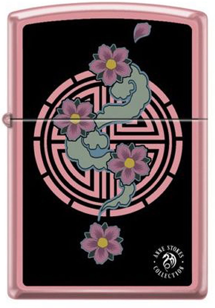 Anne Stokes Lady's Pink Floral Design Zippo Lighter
