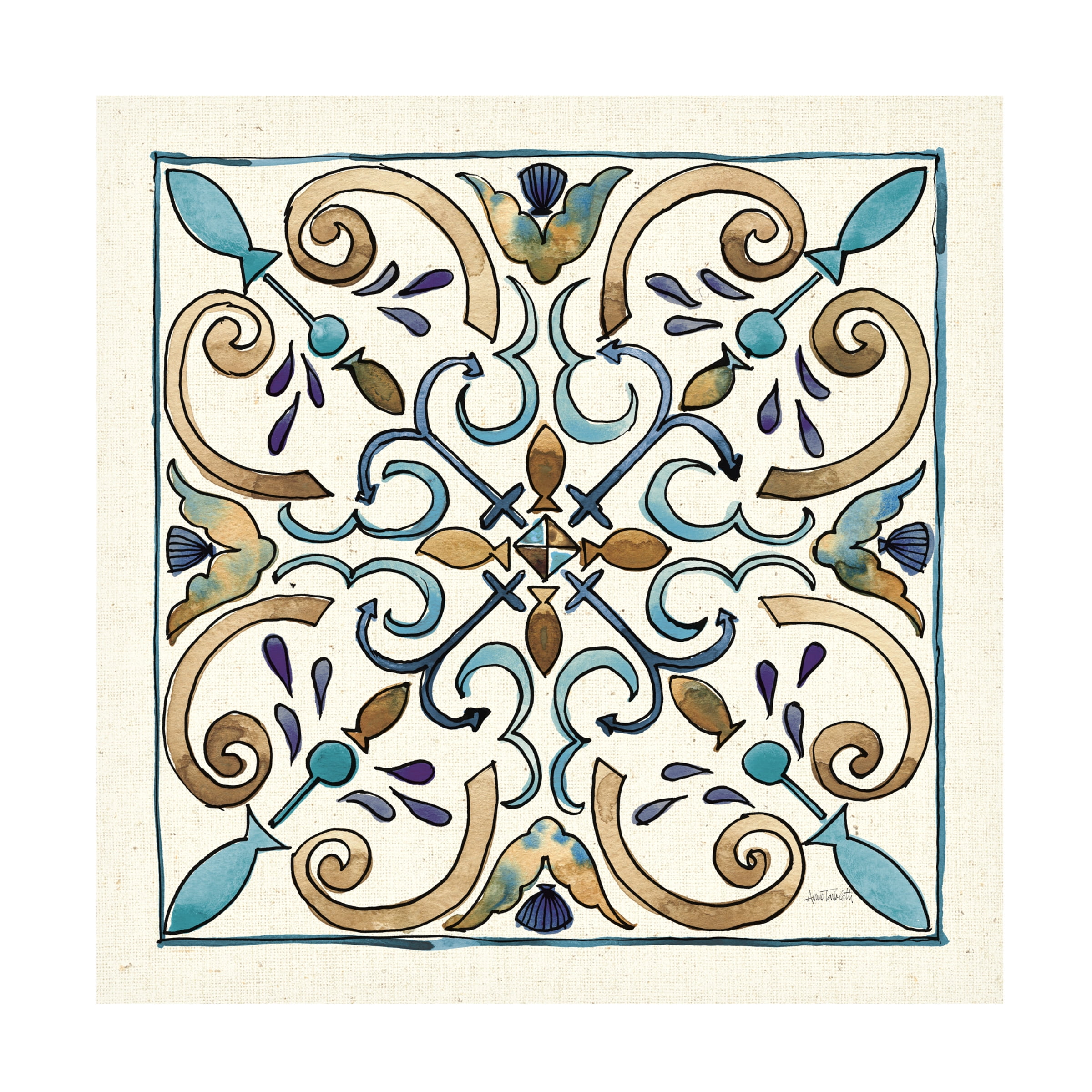 Anne Tavoletti 'Coastal Breeze Tile I' Canvas Art