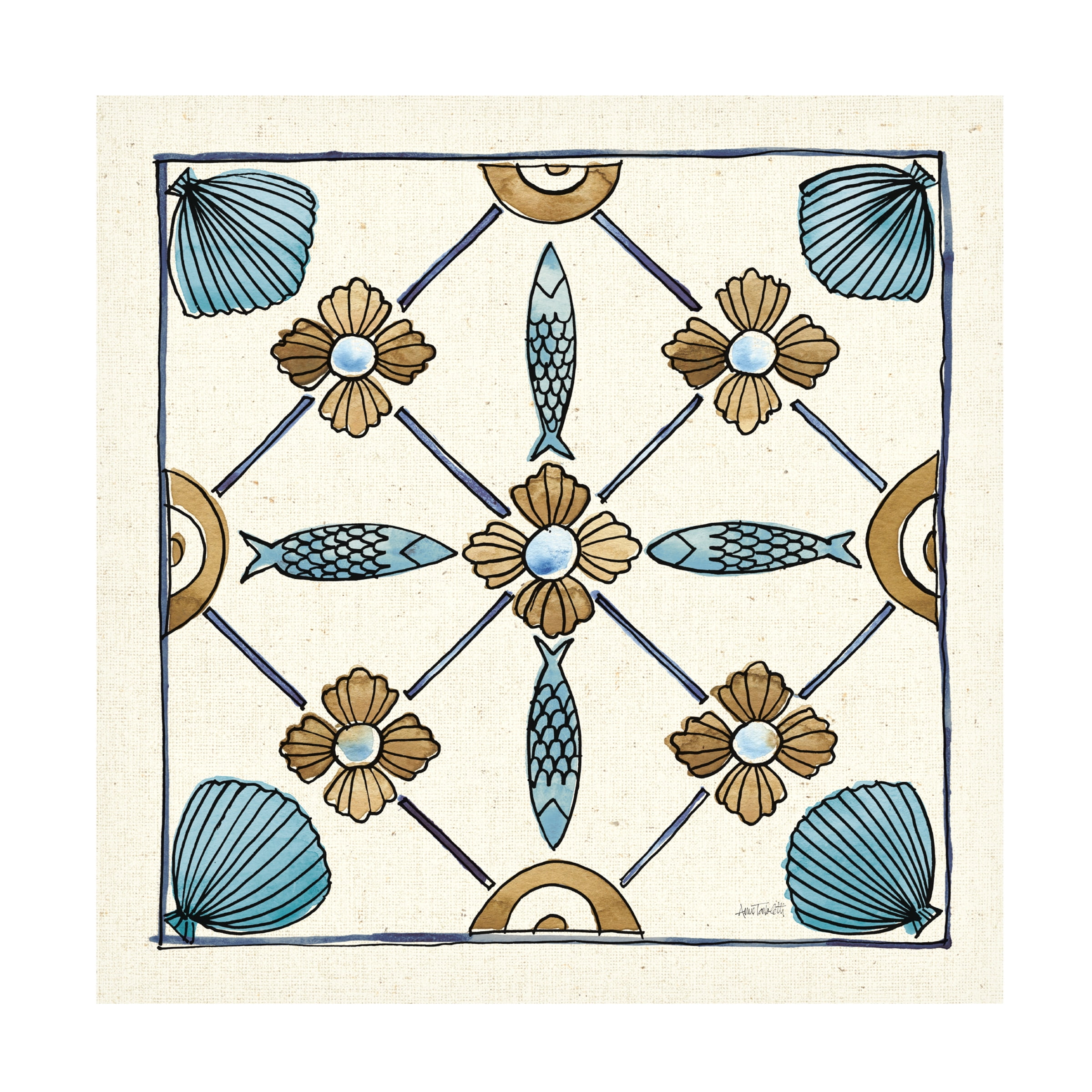 Anne Tavoletti 'Coastal Breeze Tile II' Canvas Art