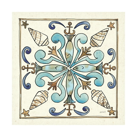 Anne Tavoletti 'Coastal Breeze Tile IV' Canvas Art