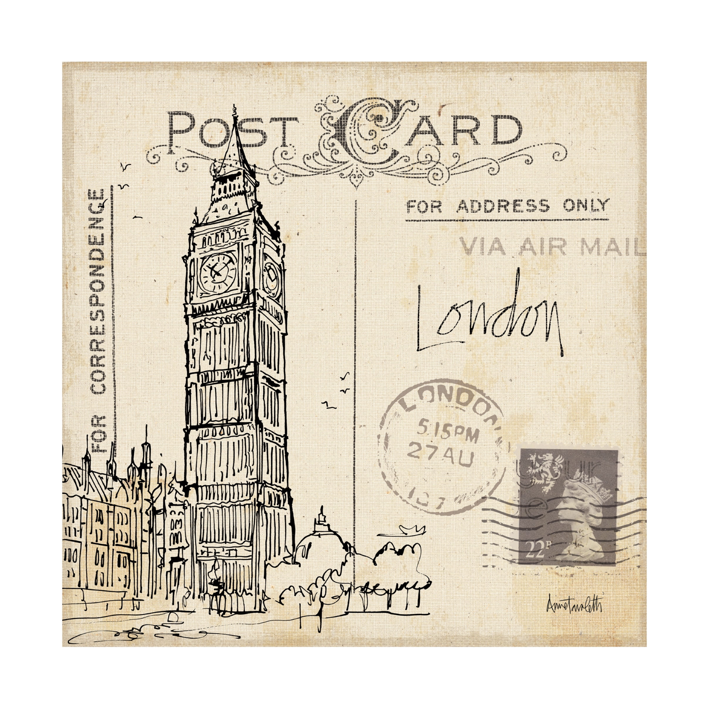 Anne Tavoletti 'Postcard Sketches II' Canvas Art