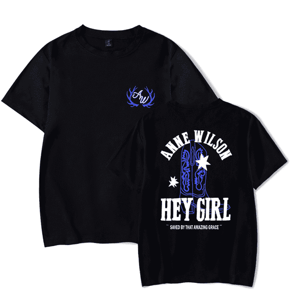 Anne Wilson Hey Girl Merch Unisex Oversized Soft Cotton Crewneck T-Shirt - Country Music Boot Graphic Print Short Sleeve Summer Casual Streetwear