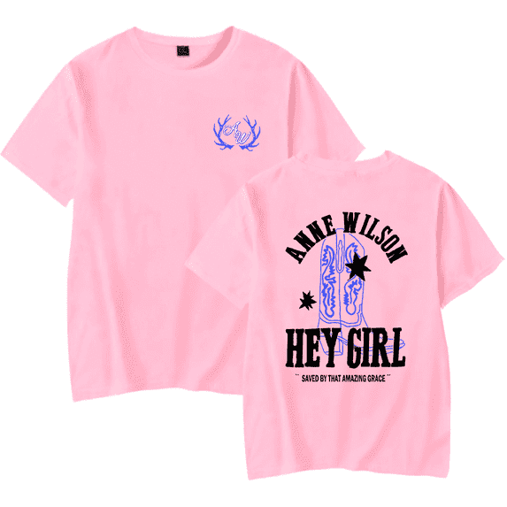 Anne Wilson Hey Girl Merch Unisex Oversized Soft Cotton Crewneck T-Shirt - Country Music Boot Graphic Print Short Sleeve Summer Casual Streetwear
