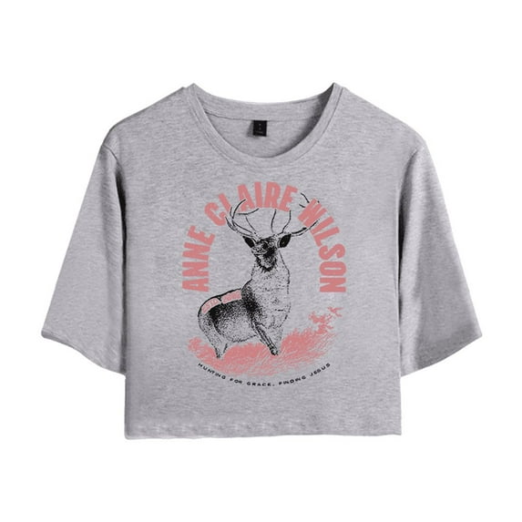 Anne Wilson Merch Deer Crop Top T-shirt Suits Girls Women Country Music Short Sleeve Tees