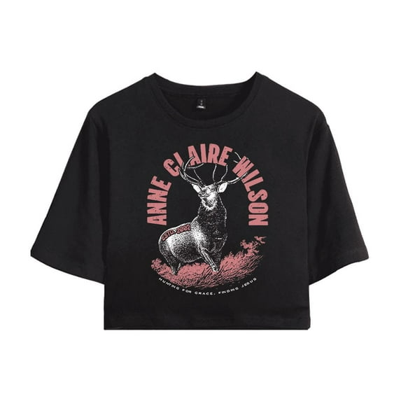 Anne Wilson Merch Deer Crop Top T-shirt Suits Girls Women Country Music Short Sleeve Tees