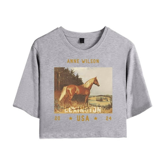 Anne Wilson Merch Equestrian Crop Top T-shirt Suits Girls Women Country Music Short Sleeve Tees
