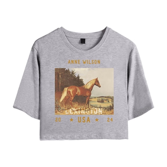 Anne Wilson Merch Equestrian Crop Top T-shirt Suits Girls Women Country Music Short Sleeve Tees