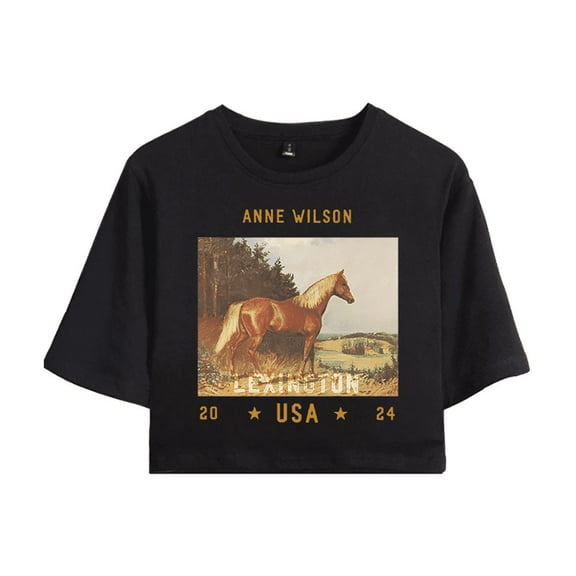 Anne Wilson Merch Equestrian Crop Top T-shirt Suits Girls Women Country Music Short Sleeve Tees