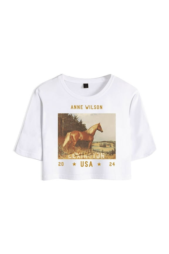 Anne Wilson Merch Equestrian Crop Top T-shirt Suits Girls Women Country Music Short Sleeve Tees